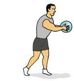 Russian Twist 1. Stand with feet hip-width apart. 2. Hold medicine ball with both hands and arms only slightly bent. 3.