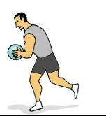 Hold medicine ball with both hands and arms only slightly bent. 3.