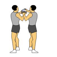 Single Leg Russian Twist 1. Stand with feet hip-width apart. 2. Hold medicine ball with both hands and arms only slightly bent. 3. Swing ball over to the right hip and come up onto right foot.