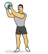 Figure 8 Start Position: Hold medicine ball with your arms extended over your right shoulder.