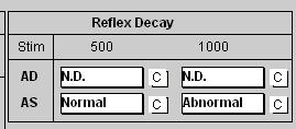 4. Reflex decay will display as either normal or abnormal, but if abnormal the number of seconds in which decay