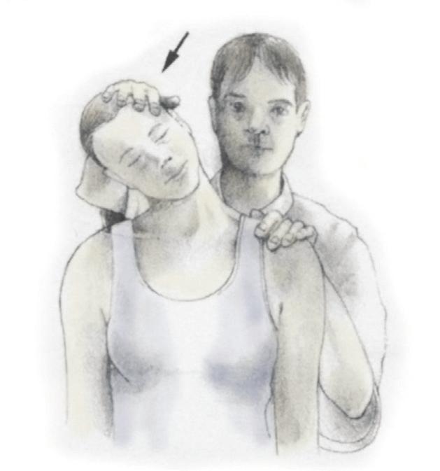 Damage to ligaments in the neck is indicated by the results of six passive tests: passive rotation to the right and left, passive side-flexion to the right and left, passive flexion, and passive