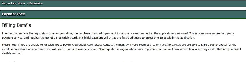 Payment Form Enter the billing details and scroll down to continue.