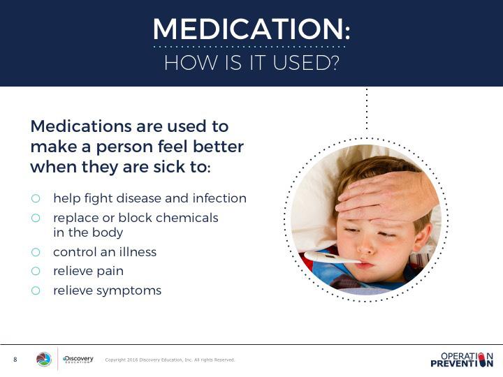 DAY 1 SLIDE 8 Summarize the role of medications with students using the information on the slide.
