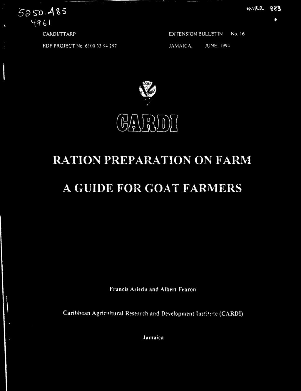 GUIDE FOR GOAT FARMERS Francis Asifdu and