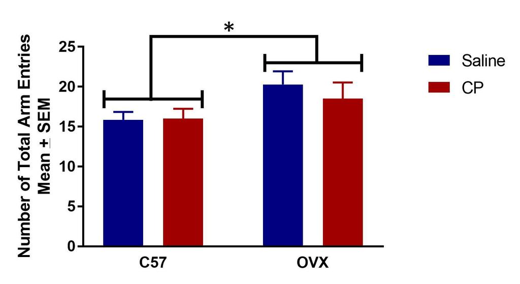 anxiety-like behavior or arm entries OVX mice made significantly