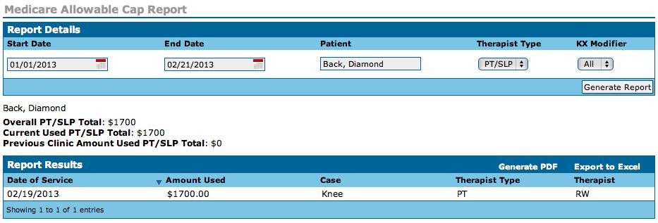 To search for a particular patient, enter the patient s full name and click Generate Report.