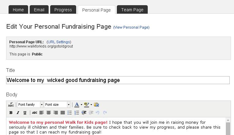 Personalize Your Web Page Upon logging in, click on the Personal Page tab Click the URL Settings link to create your own