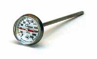 to remain in the food while it is cooking Digital thermocouple thermometer Not all can be calibrated; check the manufacturer s instructions Digital thermistor thermometer Bimetallic Measures the