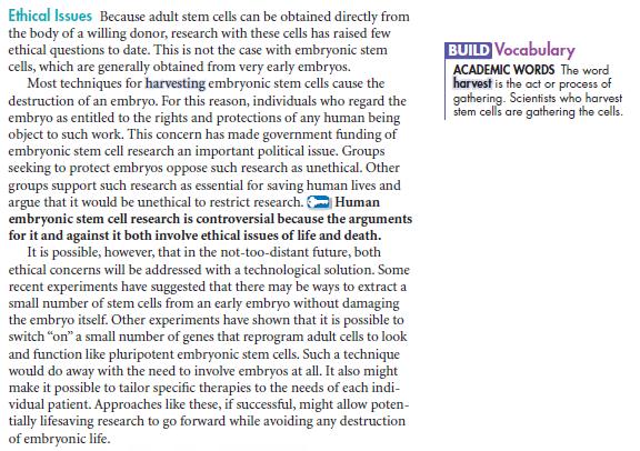 Benefits of stem cells: Issues related to stem cells: 12/14/17 Objective: Students will demonstrate their knowledge of the Eukaryotic cell growth and development on a unit review. 1. Go back to the front page of this packet and read through the essential outcomes.