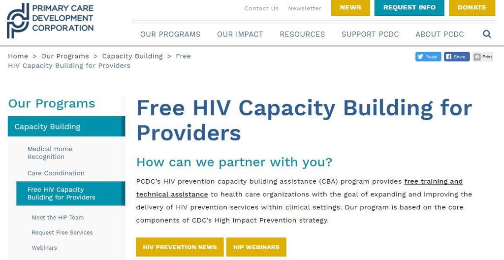 To Request HIV Capacity Building Assistance at PCDC: https://www.pcdc.