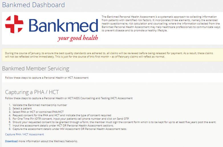 5. Alternatively, on the Bankmed Dashboard you are able to click on the