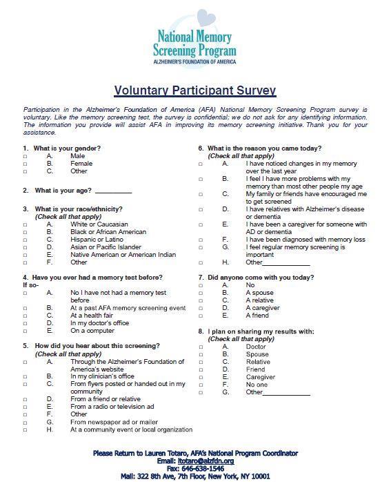 Voluntary Participant Survey Encourage participants to complete the Voluntary Participant Survey By completing the