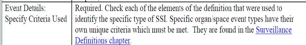2 different criteria must be met for Organ/Space SSI SSI organ/space
