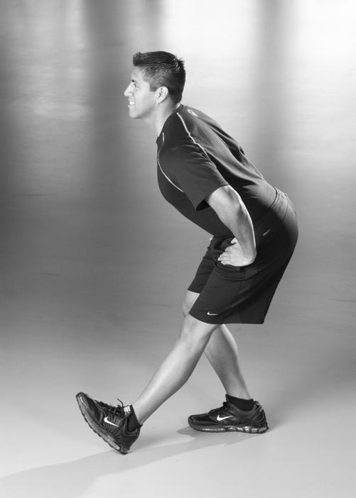 Walking/Running Stretch Routine Standing Hamstring Stretch Put one leg straight out with your heel down and toes up.