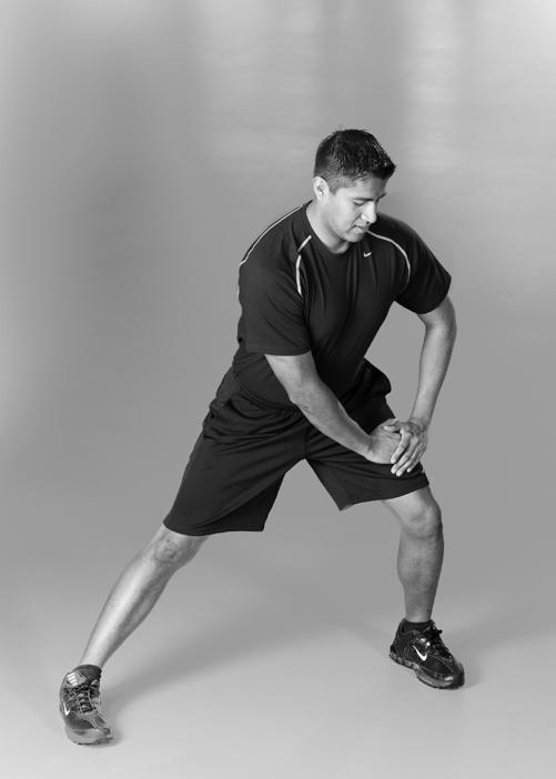 Walking/Running Stretch Routine Standing Inner Thigh Stretch With feet wide apart, slowly shift your weight to