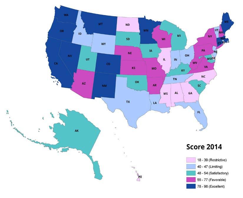 Dental Hygiene Prfessinal Practice Index (DHPPI) State Scres 2001 DHPPI scres ranged frm 10 in West Virginia t 97 in Clrad 2014 scres