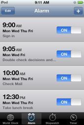 Alarms on ipod or