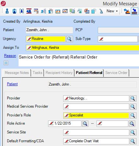 If the provider will not be sending the Direct Mail but an office staff member will be, have the provider select the referral using the SO Referral Order in the Full Note Composer and complete the