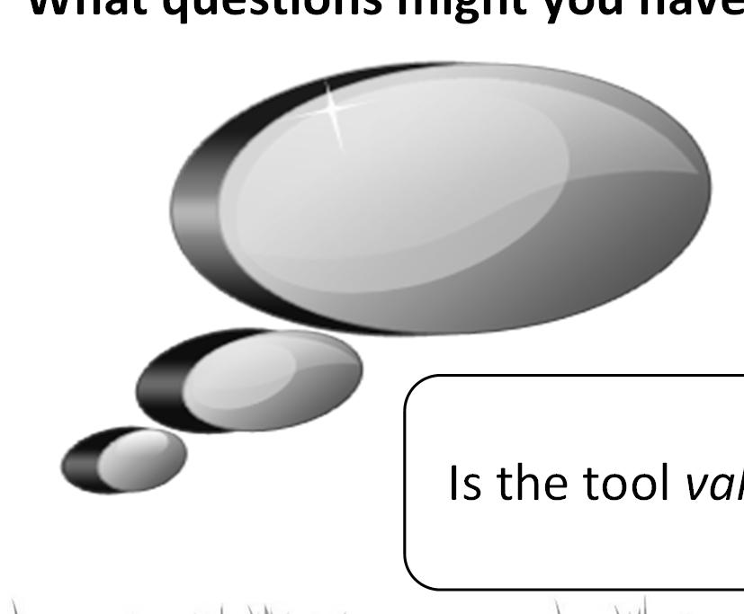 What questions might you have? Does the tool measure what I want it to measure?