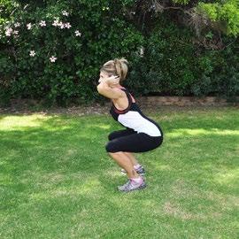 Brace your core and hold it that way. Execution: Squat down by pushing your hips back and bending your knees.