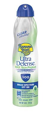 ! Banana Boat Ultra Defense Continuous Clear Spray Sunscreen SPF 100 Active Ingredients: Avobenzone 3%, Homosalate 10%, Octisalate 5%,