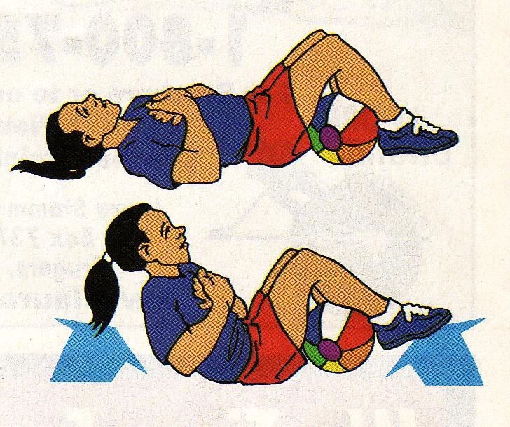 Upper Ab Exercises work the upper abs only 1 set of 20 Crunches: Intermediate - Find a beach ball or a Swiss training ball, if you have access to one.
