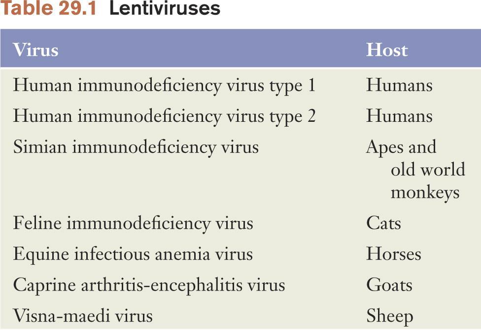 Viruses and hosts Lentivirus from Latin lentis (slow), for slow progression of disease - Human immunodeficiency