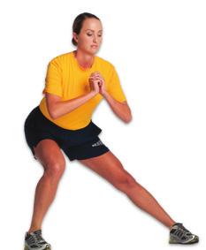 Alternate legs every 5 sec chest up until working time elapsed Push through your hip to