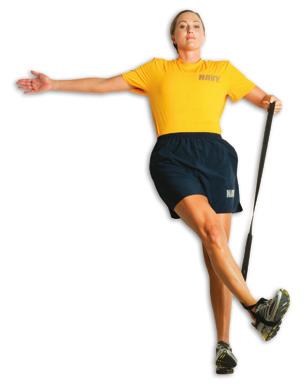 Keep opposite leg on ground by reaching long through heel, toes