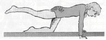 Hold for 5 seconds, return to the start position, do 8 times. Alternate arms. Leg Reach Strengthens the muscles of your buttocks.