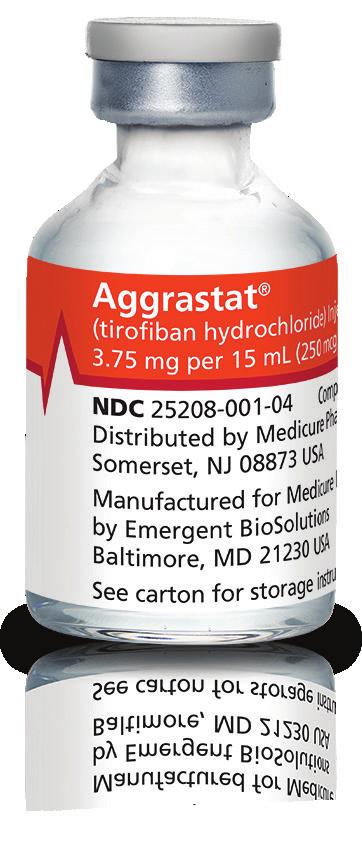 INDICATIONS AND USAGE AGGRASTAT is indicated to reduce the rate of thrombotic cardiovascular events (combined endpoint of death, myocardial infarction, or refractory ischemia/ repeat cardiac