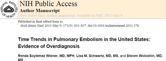 Isolated subsegmental PE 4-7% of all CTPA studies: clinical suspected PE Proven pulmonary embolism: 7-24% = ISSPE What is the problem with subsegmental pulmonary embolism diagnosis?