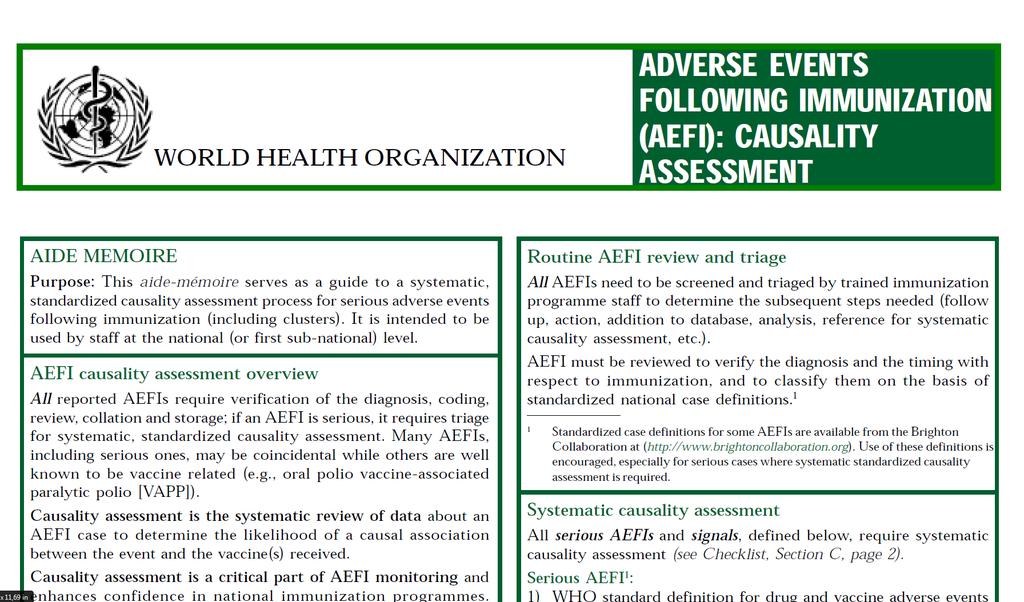 causality & AEFI in