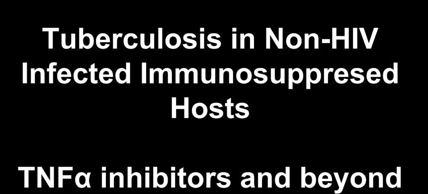 Tuberculosis in Non-HIV Infected Immunosuppresed Hosts TNFα inhibitors and beyond David E.
