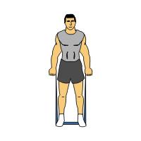 body and secure with the other hand. 2) Stand 2-3 feet away from door strap or attachment point with the working arm facing away from band.