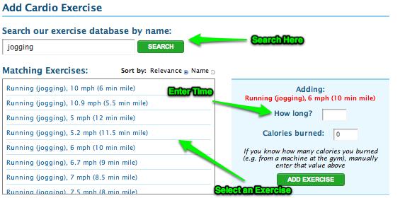 Tracking Foods & Exercise Now we search for an exercise