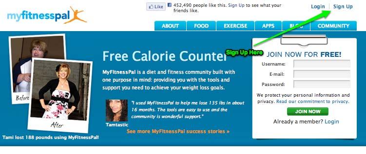 Finding the Site & Signing Up Finding the site is as simple as pointing your browser to www.myfitnesspal.com.