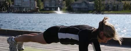 Plank Get into plank position (shoulders over the elbows, ears in line with the shoulders)