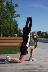 Tube Overhead Tricep Extension Kneel on the middle of