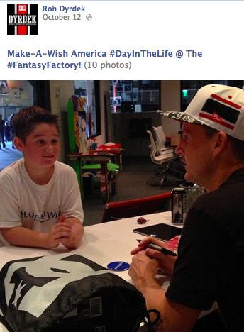 He tagged relevant Make-A-Wish America accounts and used the hashtag: #dayinthelife.