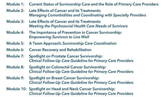 Cancer Survivorship E-Learning Series: Now up to 10 Modules!
