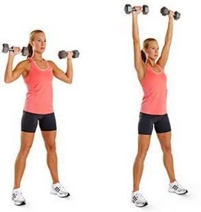 Dumbbell Bench Press Position dumbbells to sides of chest with bent arm under each