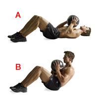 Lower body until slight stretch is felt in shoulder or chest. Immediately push body up rapidly. As right arm straightens and raises above floor, roll the ball under right hand with the left hand.