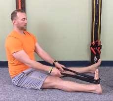 Sit up tall, Pull ABS In, Pull Ankle Back using strap 3.