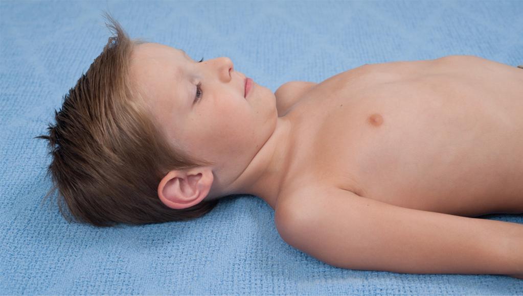 In the supine position, an infant s or child s