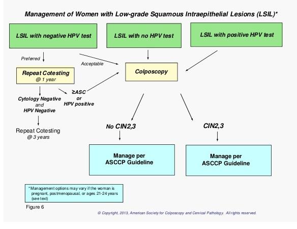 Managing ASC H in adult women 60% are HPV+ HPV triage is NOT recommended CIN 3+ risk