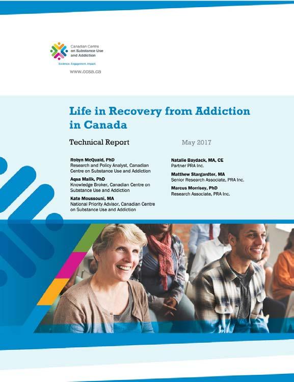 LIR Survey To gather information on the life experiences of individuals in recovery the different journeys taken by Canadians