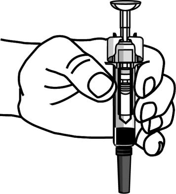 Figure 3 Look at the liquid through the viewing window of the prefilled syringe. Make sure that the liquid in the prefilled syringe is clear and colorless to slightly yellow in color.