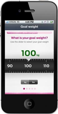 05. Goal Weight 06. Current Height 07. Complete 08. Planner: Today Progress bar is set to 60% User slides tape measure left to right to select goal weight.